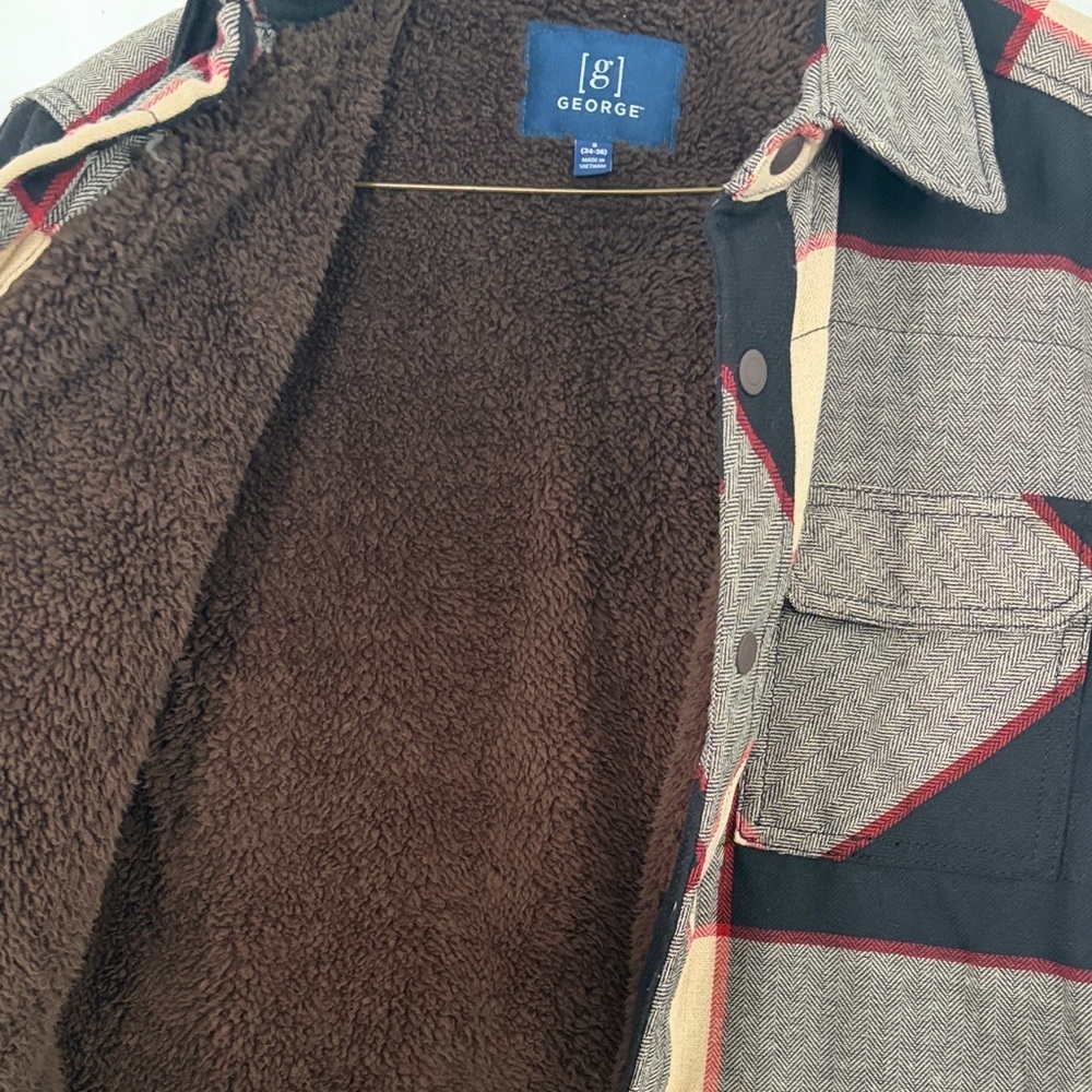 George Men's Checkered Barn Jacket - Black, Gray, Red and Cream - Picture 6 of 6